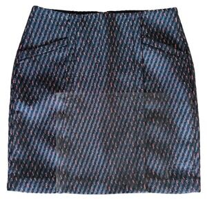 Ann Taylor Loft Women Skirt 6 Navy Blue Jacquard Textured Career Work Profession